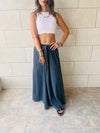 Grey Boho Denim Skirt