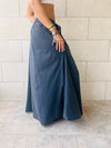 Grey Boho Denim Skirt