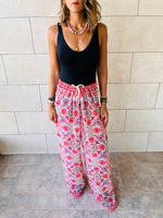 Pink Pattern Chiffon Beach Pants