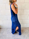 Blue Backless Beach Dress