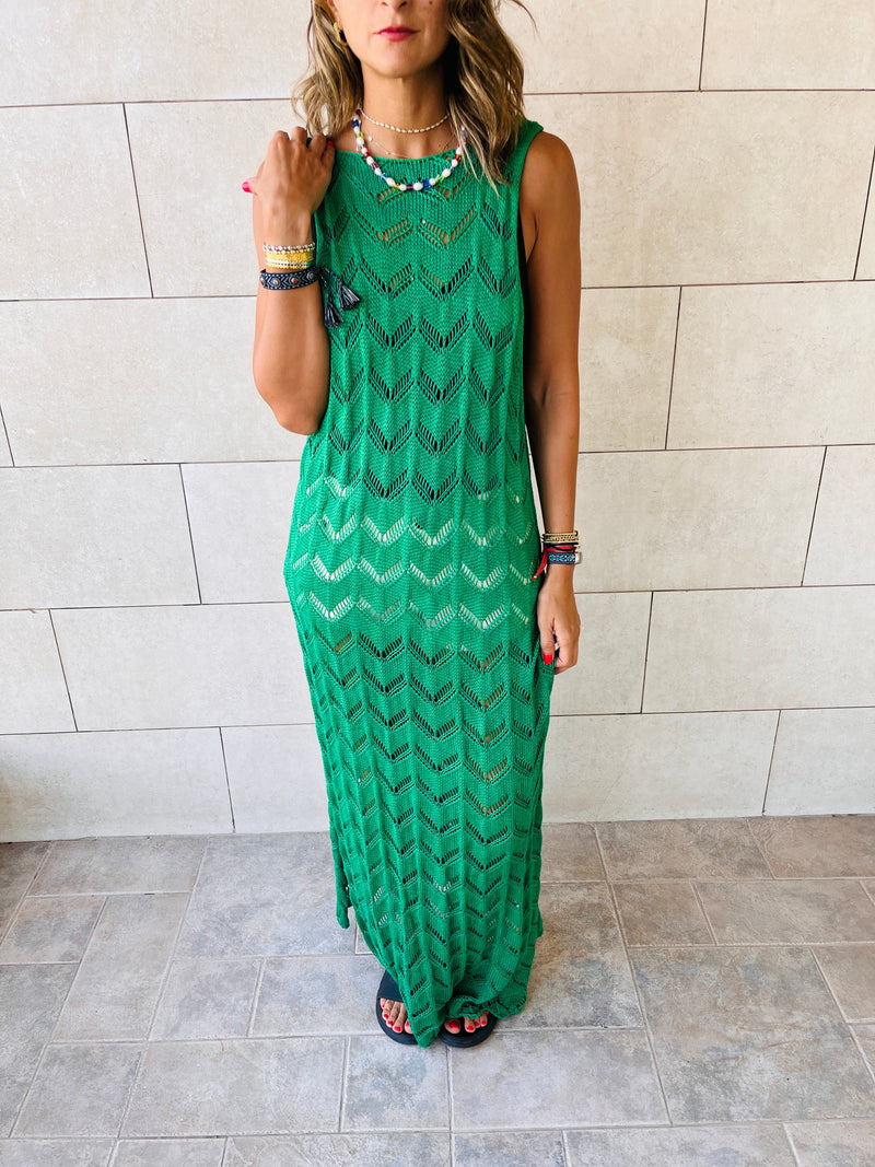 Green Backless Beach Dress