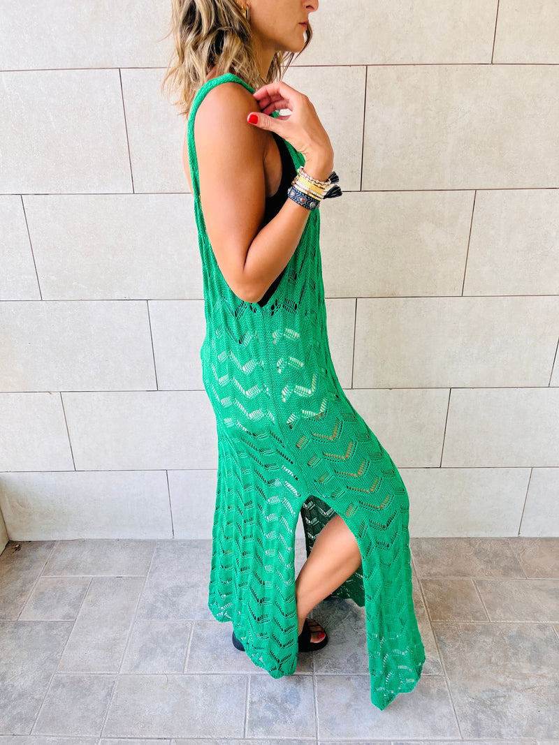 Green Backless Beach Dress