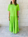 Lime Long Tiered Dress