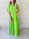 Lime Long Tiered Dress