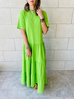 Lime Long Tiered Dress