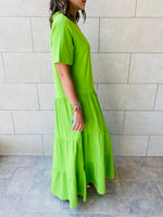 Lime Long Tiered Dress