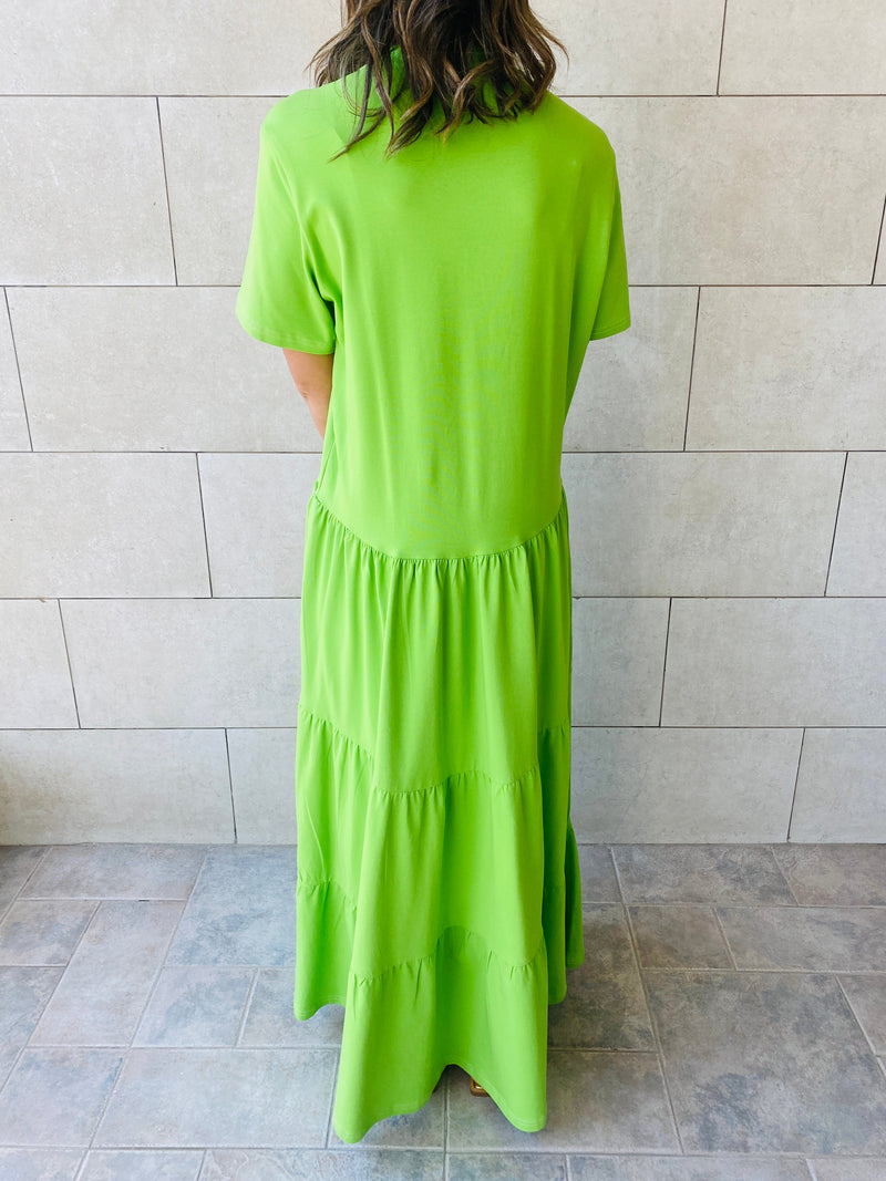 Lime Long Tiered Dress