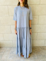 Grey Long Tiered Dress