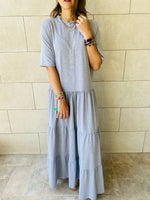 Grey Long Tiered Dress