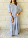 Grey Long Tiered Dress