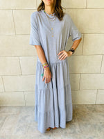 Grey Long Tiered Dress