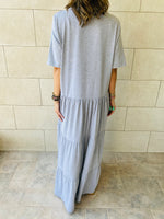 Grey Long Tiered Dress