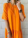 Orange Long Tiered Dress