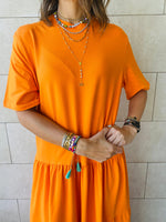 Orange Long Tiered Dress