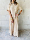 Beige Long Tiered Dress