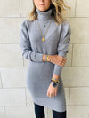 Grey High Neck Knit Dress