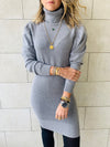 Grey High Neck Knit Dress