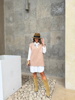 Beige Preppy High Low Vest