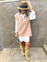 Beige Preppy High Low Vest