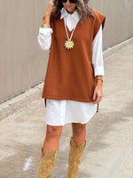 Camel Preppy High Low Vest