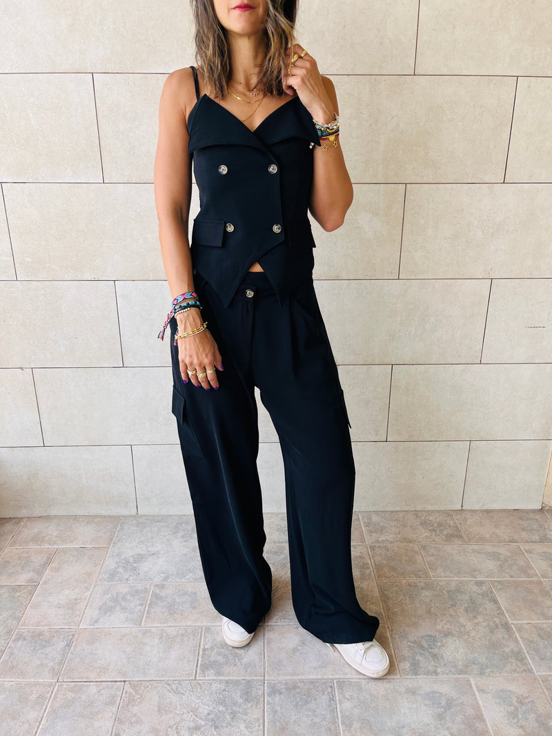 Black She’s Tailored Vest Set