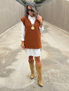 Camel Preppy High Low Vest