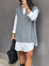 Grey Preppy High Low Vest