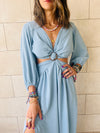 Baby Blue Summer Skies Backless Dress