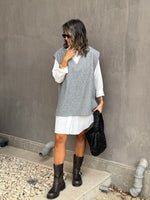 Grey Preppy High Low Vest