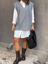 Grey Preppy High Low Vest