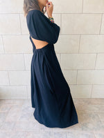 Black Summer Skies Backless Dress