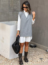 Grey Preppy High Low Vest