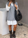 Grey Preppy High Low Vest