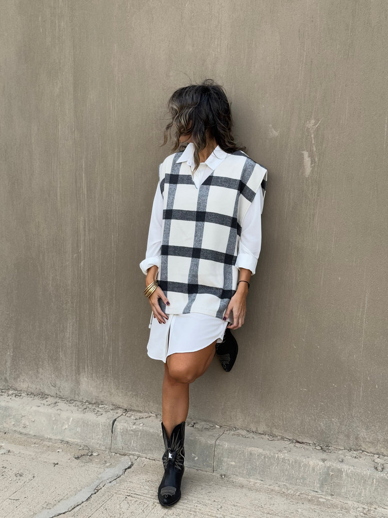 Checkered Preppy High Low Vest