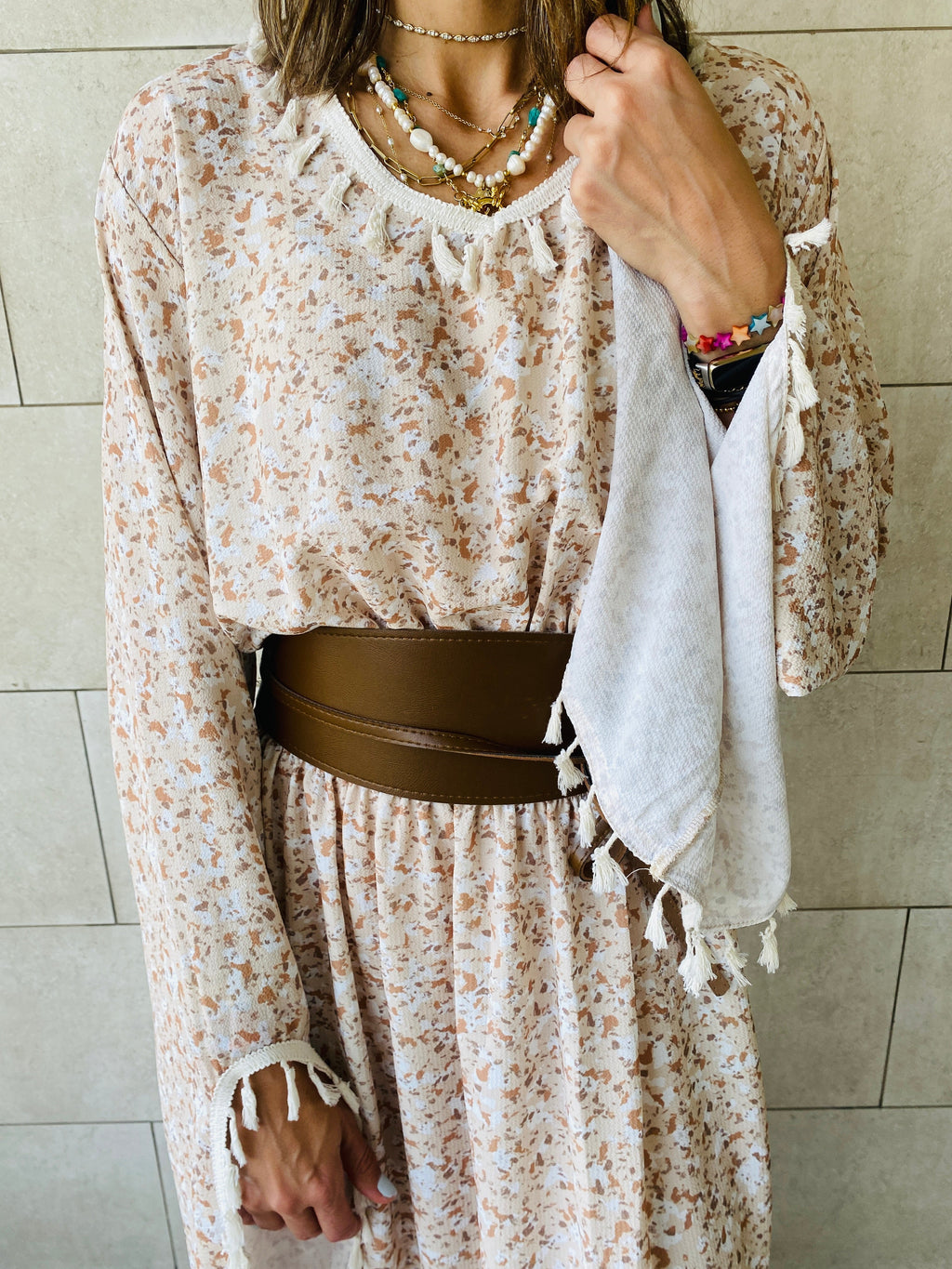 Beige Summer Floral Dress