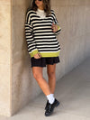 Black & White Striped V Sweater