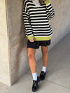 Black & White Striped V Sweater