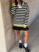 Black & White Striped V Sweater