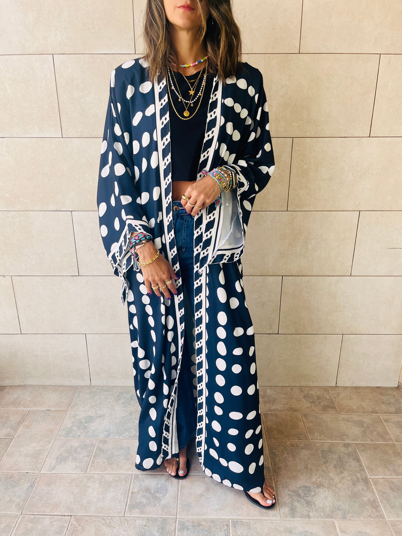 Polka All The Way Crepe Kimono