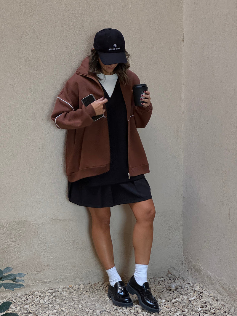 PREORDER Chocolate Brown Retro Butter Soft Zip Up