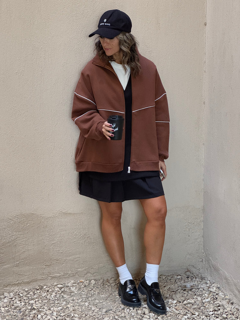 PREORDER Chocolate Brown Retro Butter Soft Zip Up