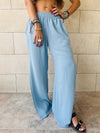 Baby Blue Slitted Loose Pants