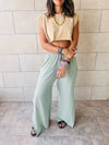 Mint Slitted Loose Pants