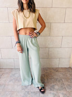 Mint Slitted Loose Pants