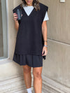 Black Preppy High Low Vest