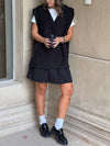 Black Preppy High Low Vest