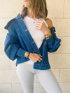 Blue Cropped Denim Jacket