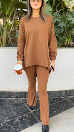 Camel Ribbed Knit Flare