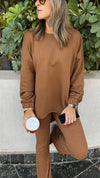 Camel Cotton High Low Sweater