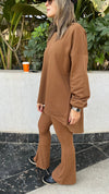 Camel Cotton High Low Sweater